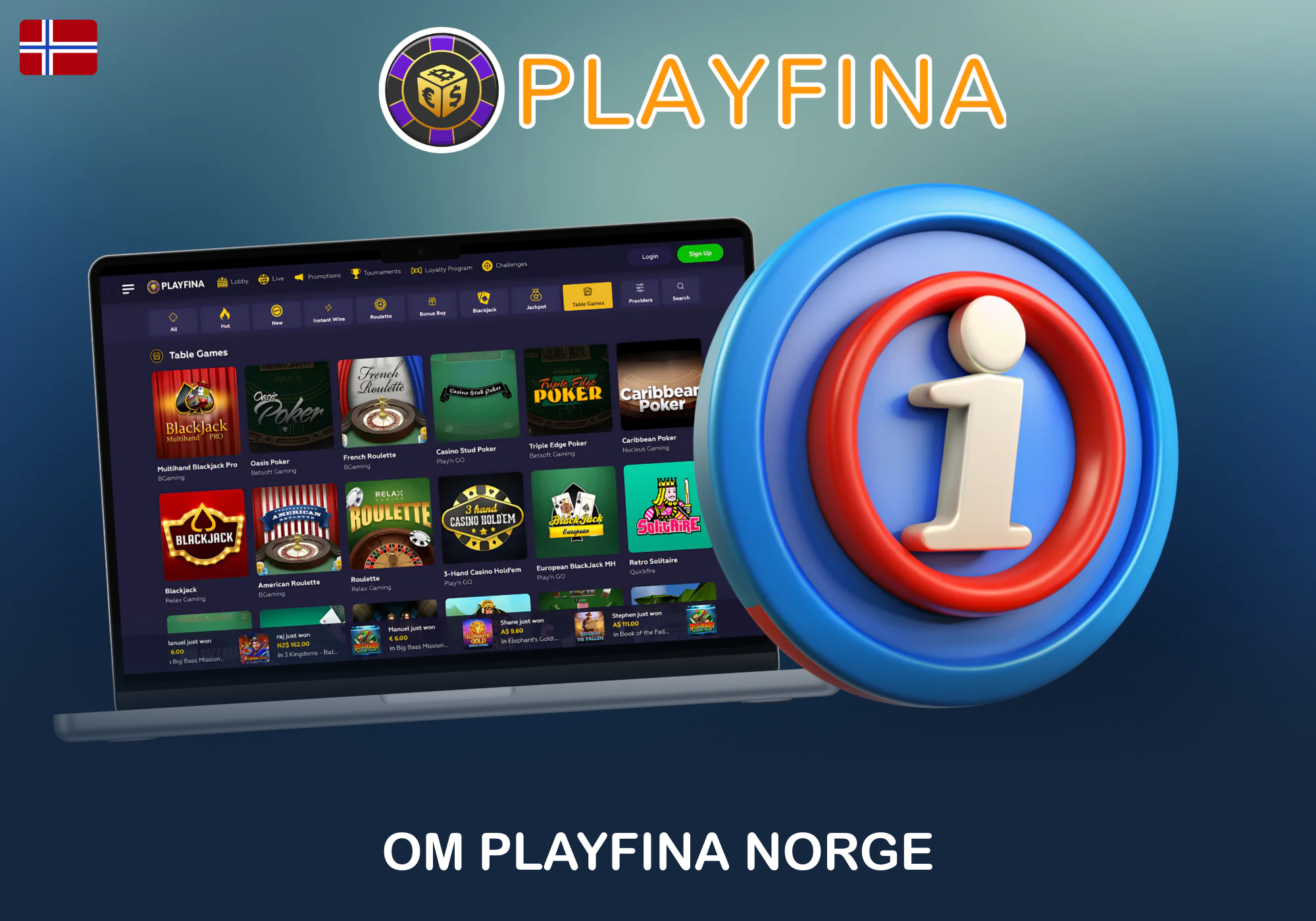 Mer informasjon om Playfina nettcasino