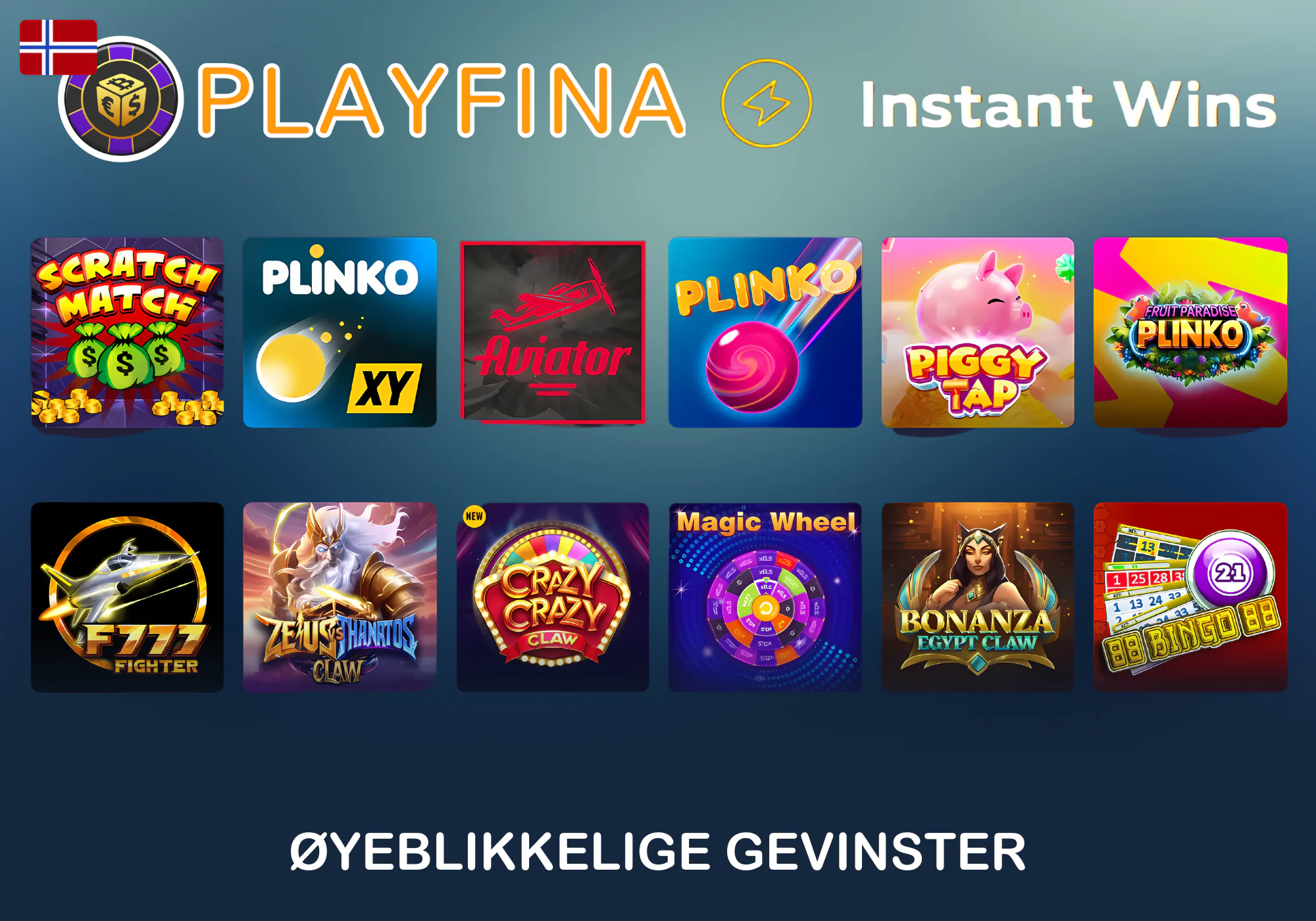 Et stort utvalg av instant- og crash-spill hos Playfina