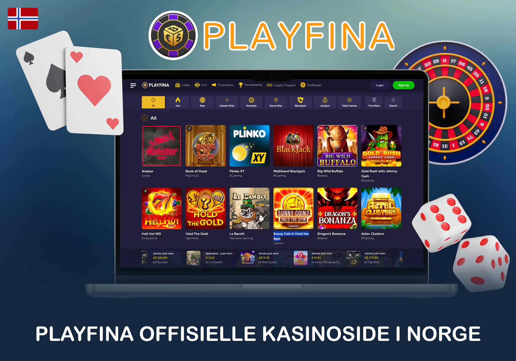 Playfina nettcasino for norske spillere
